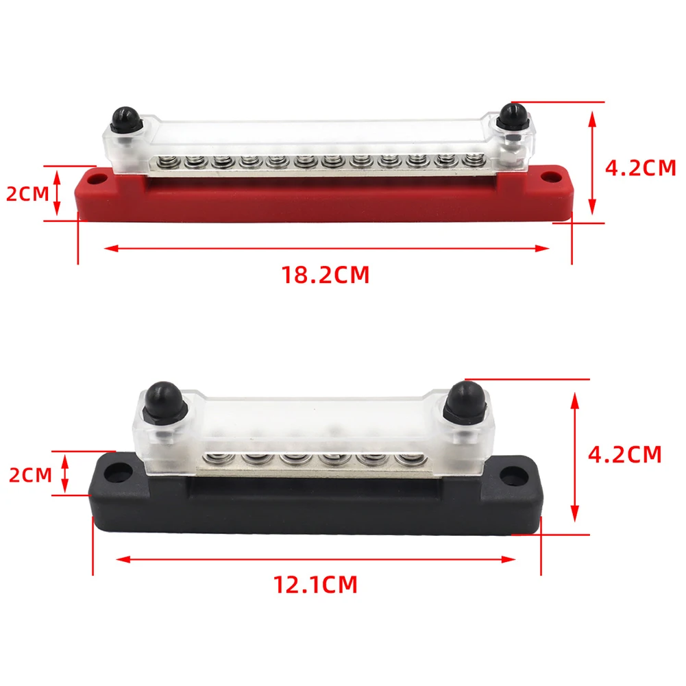 12/6 Way Bus Bar Terminal Block 48V DC 150A Power Distribution Block Automobile Car Power Distribution Earthing Block for RV