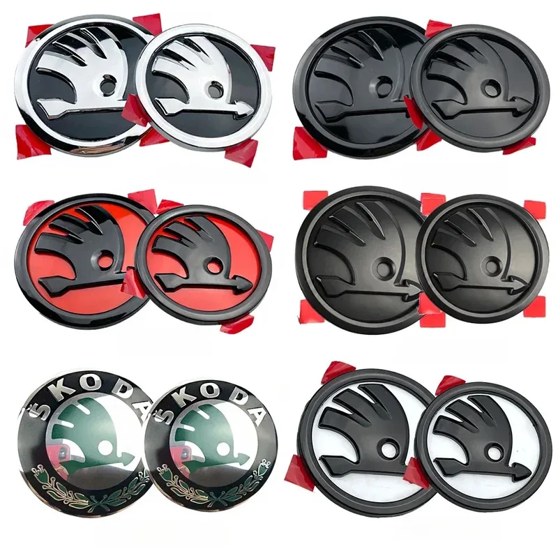 

2pcs 80mm 90mm 3D Car Emblem Badge Hood Front Rear Trunk Logo For Skoda Fabia 1 2 Octavia a7 RS Superb Rapid Yeti Karoq Vision