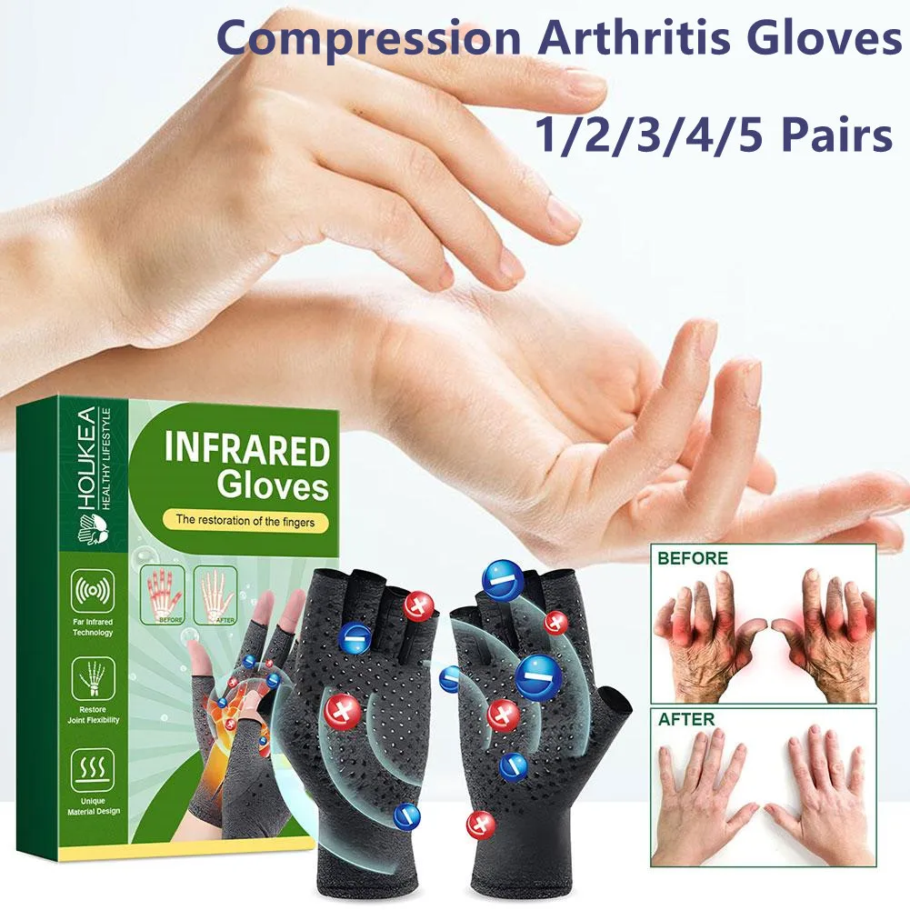 1 Pair Compression Arthritis Gloves Wrist Support Practical Stimulating Circulation Gloves For Women Men Health Care Product