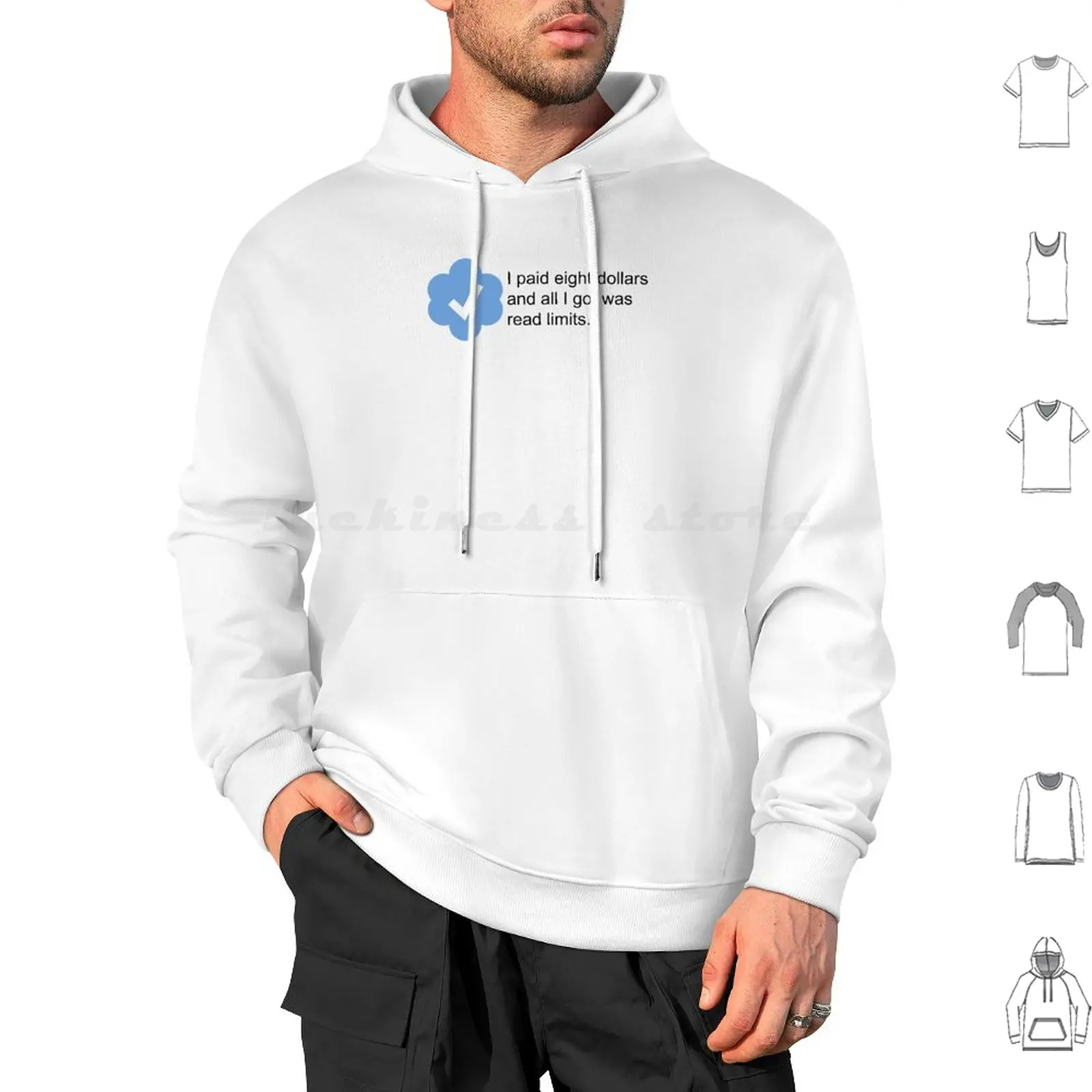 Paying For Limits-Social Media News Hoodie cotton Long Sleeve Elon Musk Read Limit Eight Dollars Blue Check Check