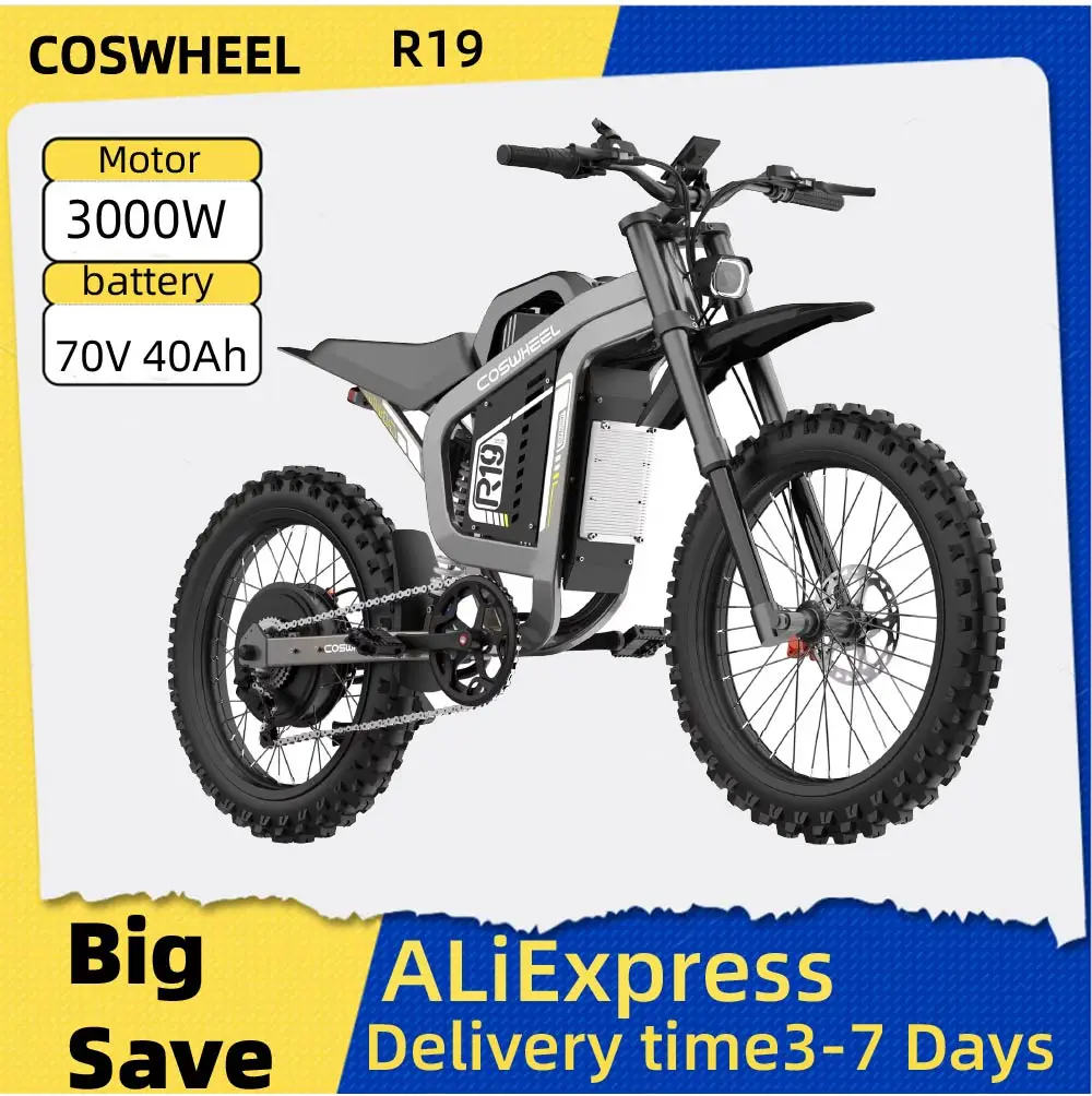 

Coswheel R19 adult E-bike 3000W Motor 72V 40Ah battery commute Electric Bike,19-inch Tire E-Mountain bike