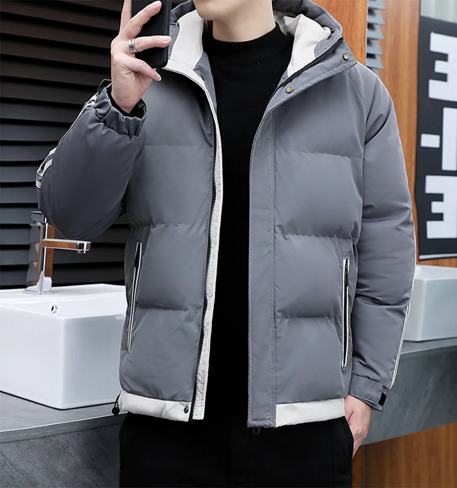 سترة قطنية عالية الجودة للرجال لشتاء 2025 مع سترة قطنية بغطاء للرأس