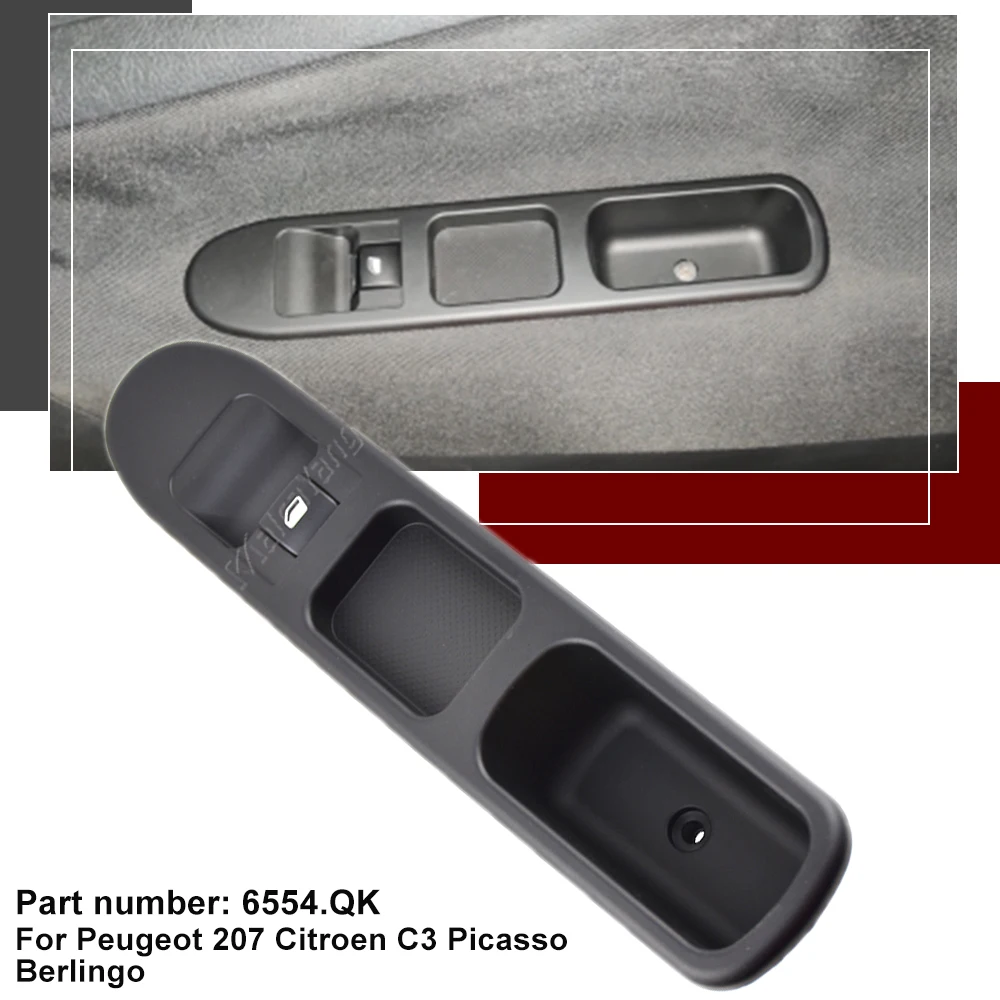 Passenger Side Power Master Control Window Switch 6554.QK For Peugeot 207 2007-2015 6 Pins Power Lifter Window Switch With Frame