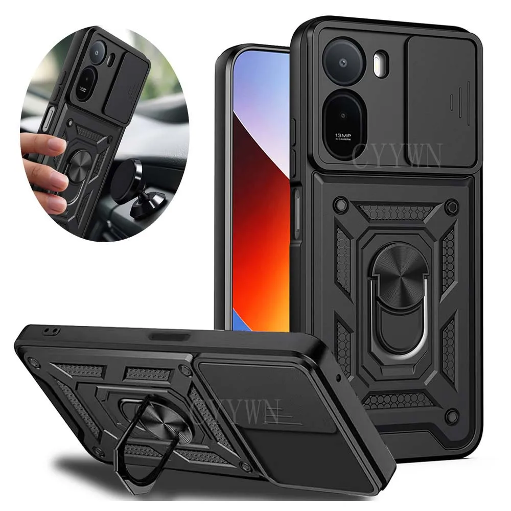 Coque blindée antichoc pour appareil photo Redmi A7 Pro 4G, avec anneau de support magnétique pour voiture, pour Redmi 15A 4G