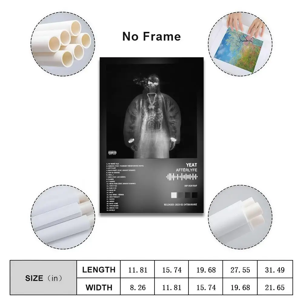 Yeat Poster Peelable Self-Adhesive Album Cover Poster Stickers, Frameless Wall Art for Singer Band Pop Rap Bedroom
