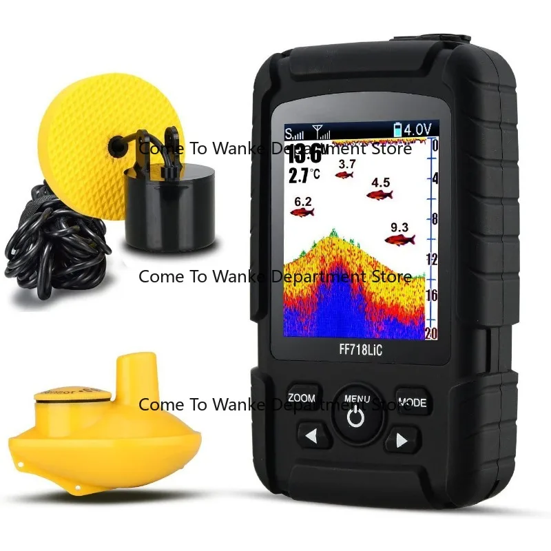 Localizador de Peixes Sem Fio e Com Fio, Equipamento de Pesca com Sonar, Detector de Cardumes