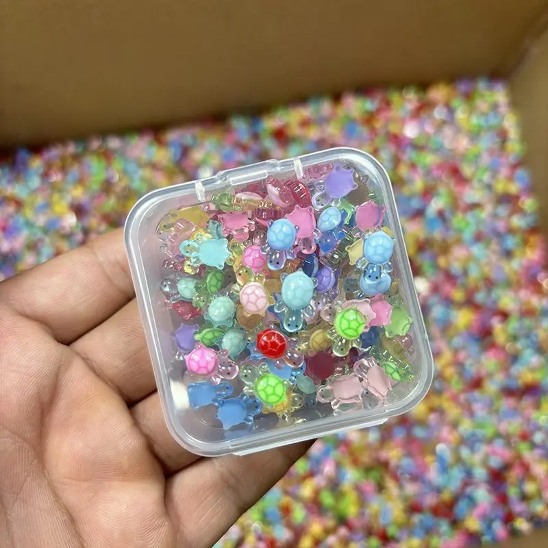 33-55-100 Uds. Tortuga colorida de dibujos animados, accesorios DIY, Mini tortuga bonita, juguete decorativo, huevo retorcido que brilla en la oscuridad, pequeño adorno