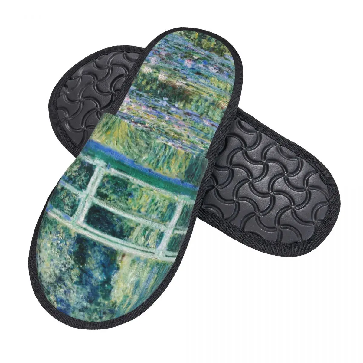 Memory Foam Slippers Women Soft Warm Claude Monet Water Lilies and Japanese Bridge House Slippers