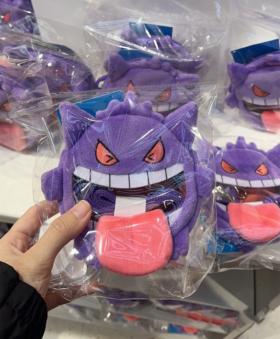 Original Pokemon Gengar Cosplay Plush Mini Headphone Bag Coin Purse Shool Student Velvet Bag Kid Gift