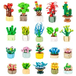 1pcs Mini Succulents Building Blocks Desktop Potted Plant MOC Bouquet Flowers Bricks Friends Home Furnishings Toys For Children
