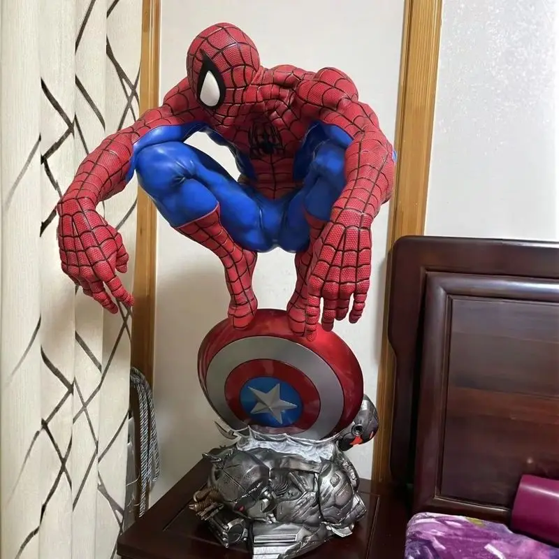 Clássico vermelho azul spiderman resina estátua presente de aniversário amigo colecionável figura de ação brinquedo poseidon design exclusivo colecionáveis