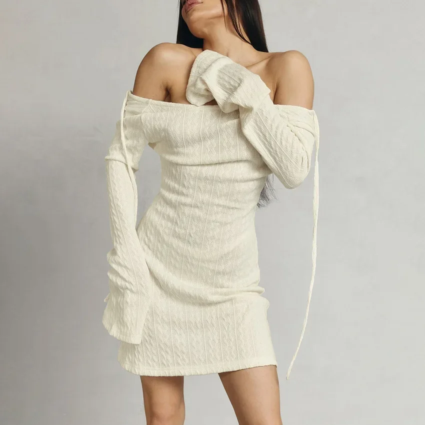 2024 Winter New Fashion Sexy Nightdress Sexy Backless Knitted Women's Pajamas Skin-friendly Home Clothes Sexy Sleepwear