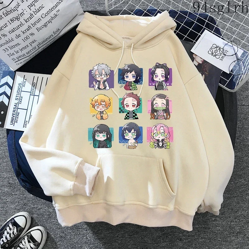 Cute Nezuko Anime Print Hoodies Women Plus Size Manga Sweatshirts Tanjiro Kimetsu No Yaiba Hoodie Harajuku Streetwear Clothes