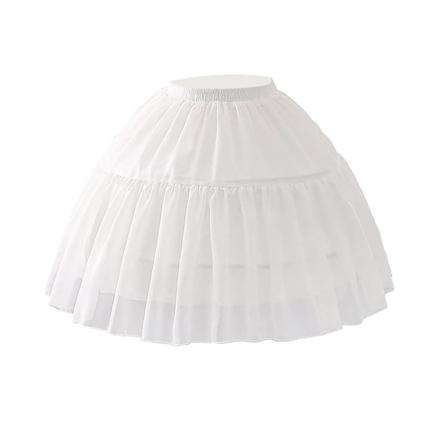 Lolita Crinoline Petticoat Vrouwen Meisjes Wit Chiffon 2 Hoepels Korte Petticoat Cosplay Crionline Prom Baljurk