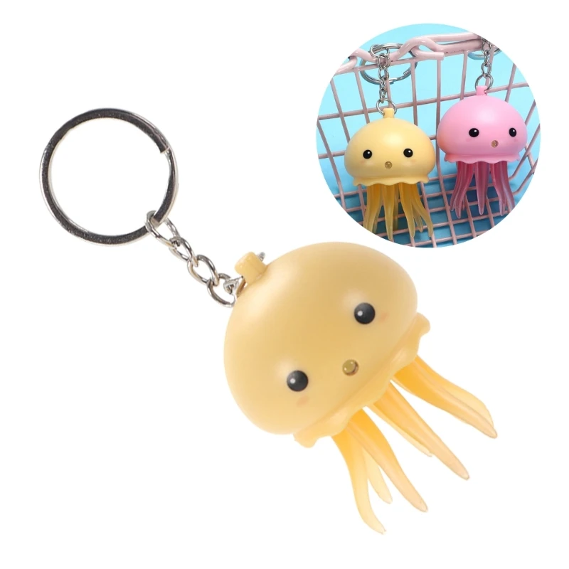 Unique Glowing Jellyfish Keychain Fashion Octopus Toy Keyring Colorful Jellyfish