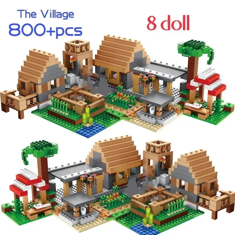 The Cave Village Mine Farm TreeHouse Deep Dark Battle Constructions Bouwsteenmodel Speelgoed DIY voor kinderen Kerstcadeau