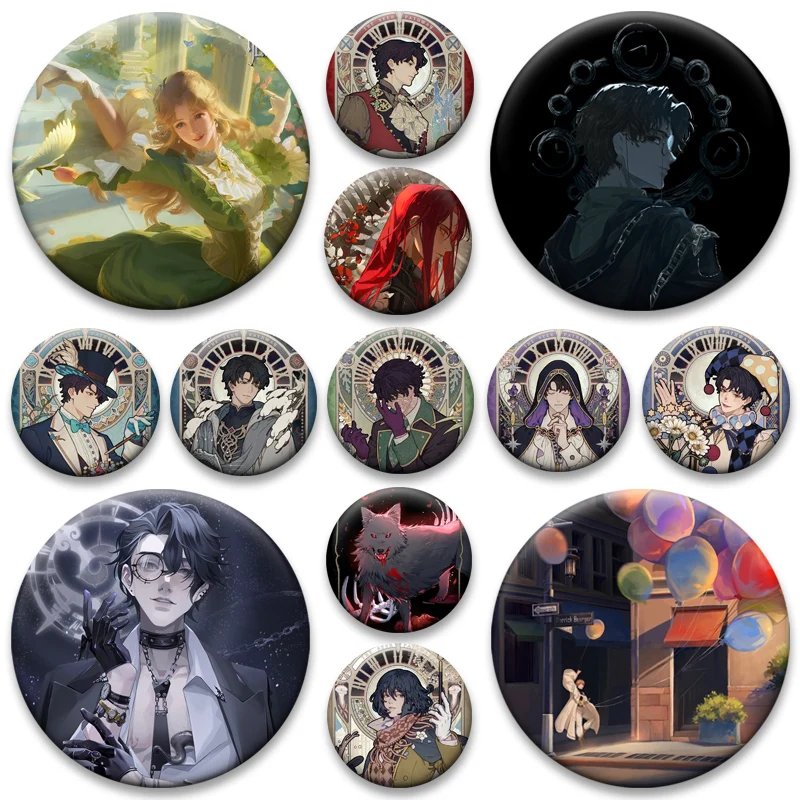 

Anime Lord of Mysteries Pins Round Brooches Amon,Klein Moretti,Alger Wilson,Audrey Hall Cartoon Badge for Backpack Accessories