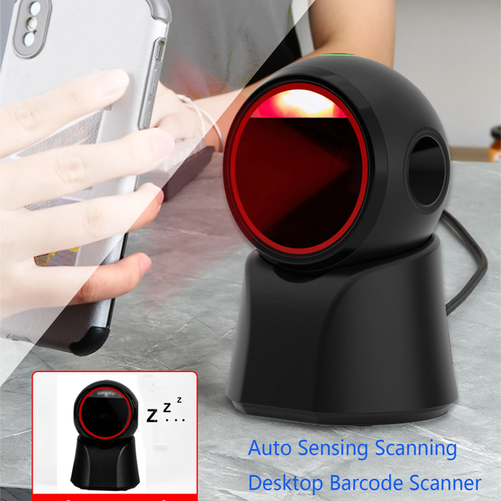 2D Barcode Scanner Desktop Omnidirectional Automatic 1D 2D QR code Data Matrix PDF417 Bar code Reader USB for Retail Supermarket