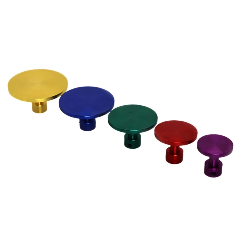 Aluminum Puller Heads, Five Count Set with Round Pulling Profile, Assorted Diameters, Cylindrical Stem, Anodized Finish for