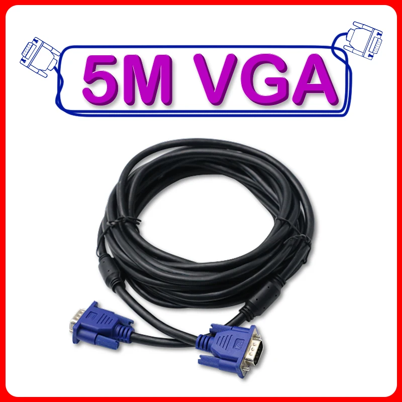 2024 1/lot 3M 5M VGA To VGA Cable Male To Male for Computer Monitor TV LCD Monitor Projector HD Cable Shielded Converter