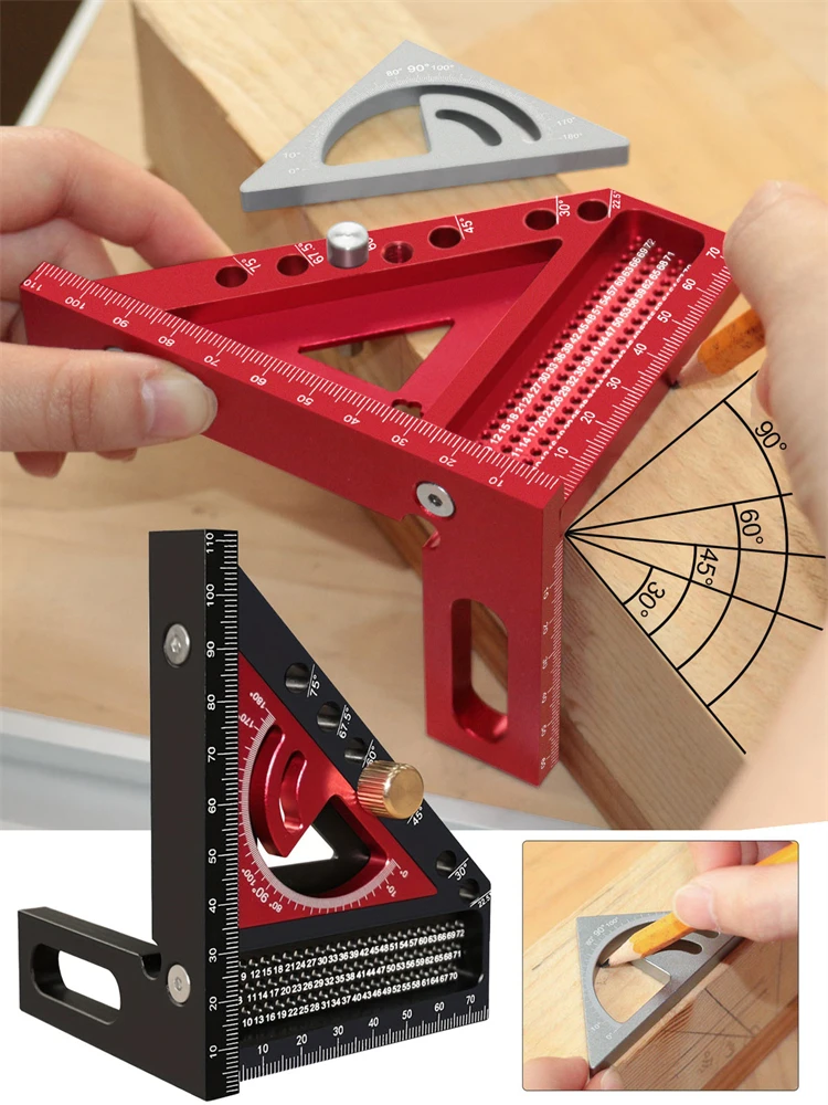 

Модернизированный столярный набор 2-в-1 - с небольшой треугольной линейкой - 3D многоугольный столярный квадратный транспортир с угловым инструментом