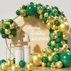 140Pcs Metallic Gold Balloon Emerald Forest Hunter Dark Green Balloon for Birthday Anniversary Jungle Party Decorations