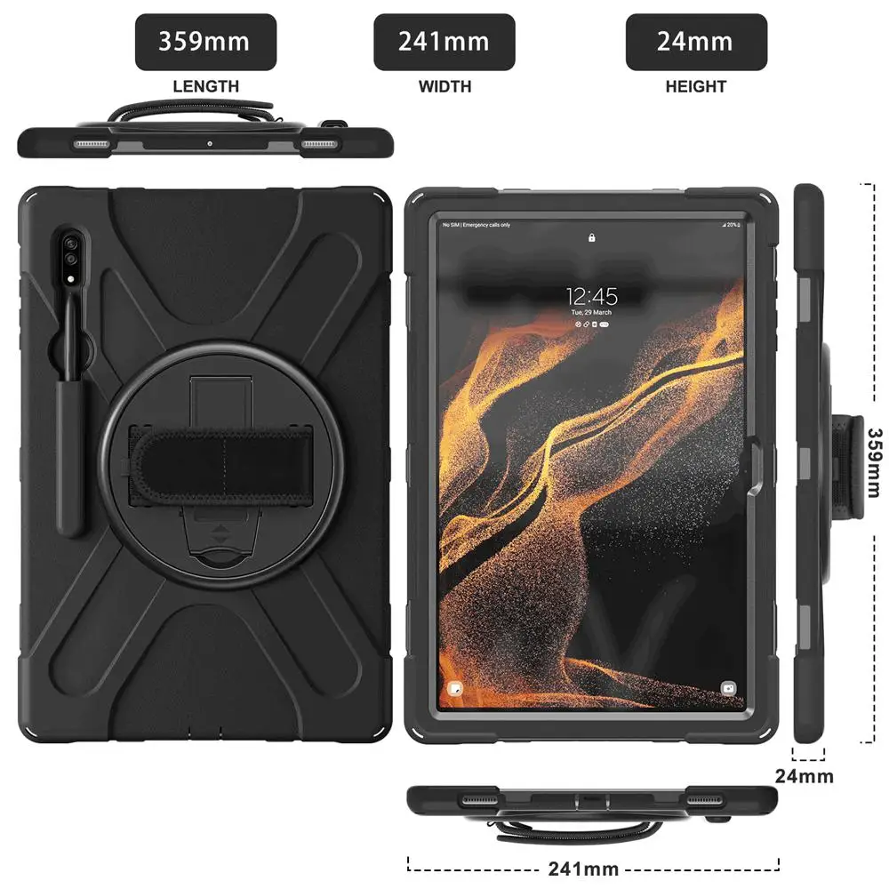 Imagem -04 - Prova de Choque Seguro pc Silicone Suporte Alça Ombro Capa para Samsung Galaxy Tab s8 Ultra 14.6 Polegada 2023 Sm-x900 Sm-x906 Case Crianças à