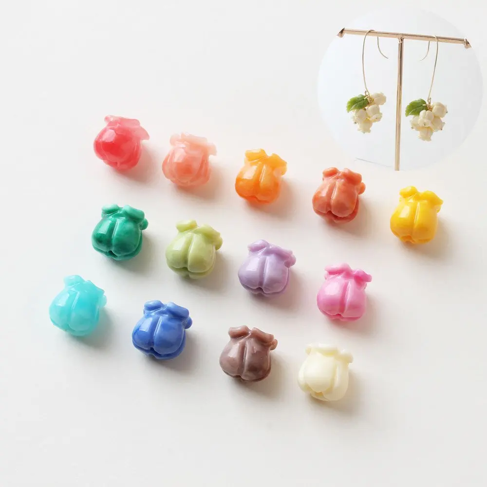 10PCS Tulip Flower Pendant Eardrop Charms for Jewelry Making  DIY Earrings Supplies Sisters Gift Accessories Stone 9*8mm