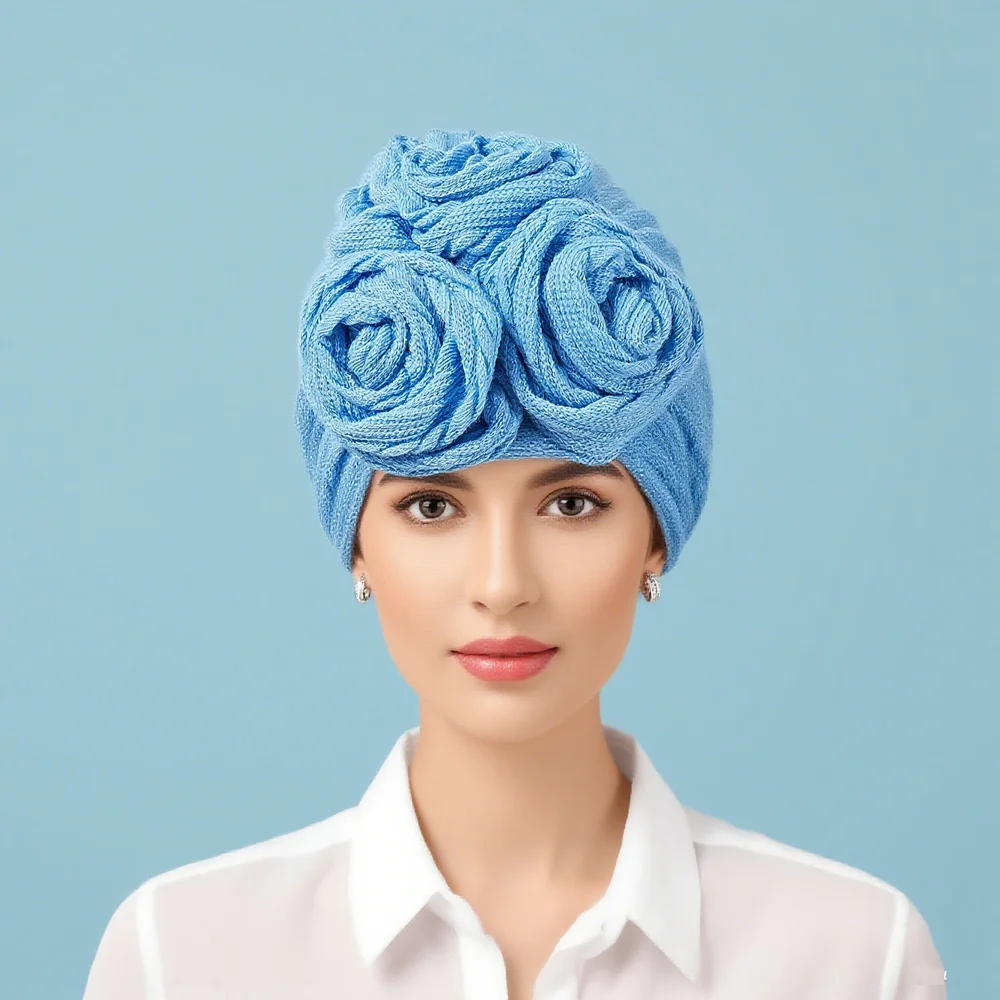 

Индийская шляпа с цветком, женский мусульманский хиджаб, химиотерапия, капот, плиссированный нижний шарф, изомический арабский головной убор от выпадения волос, шарф, тюрбан, исламский