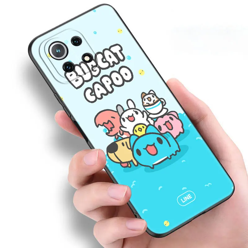 BUGCAT CAPOO Black Phone Case For Xiaomi 13T 12T Pro 12 11 Lite NE 11T Pro 5G Redmi 12 A1 A2 Plus 10A 10C 9A 9T 9C Cartoon Cover