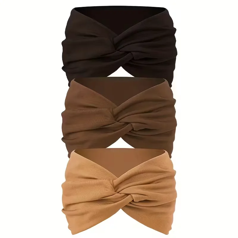 3 Stück breite Haarbänder für Damen, aus elastischem, einfarbigem Material, rutschfestes Haaraccessoire für Sport und Bewegung, vielseitiges Accessoire. – Detail 10