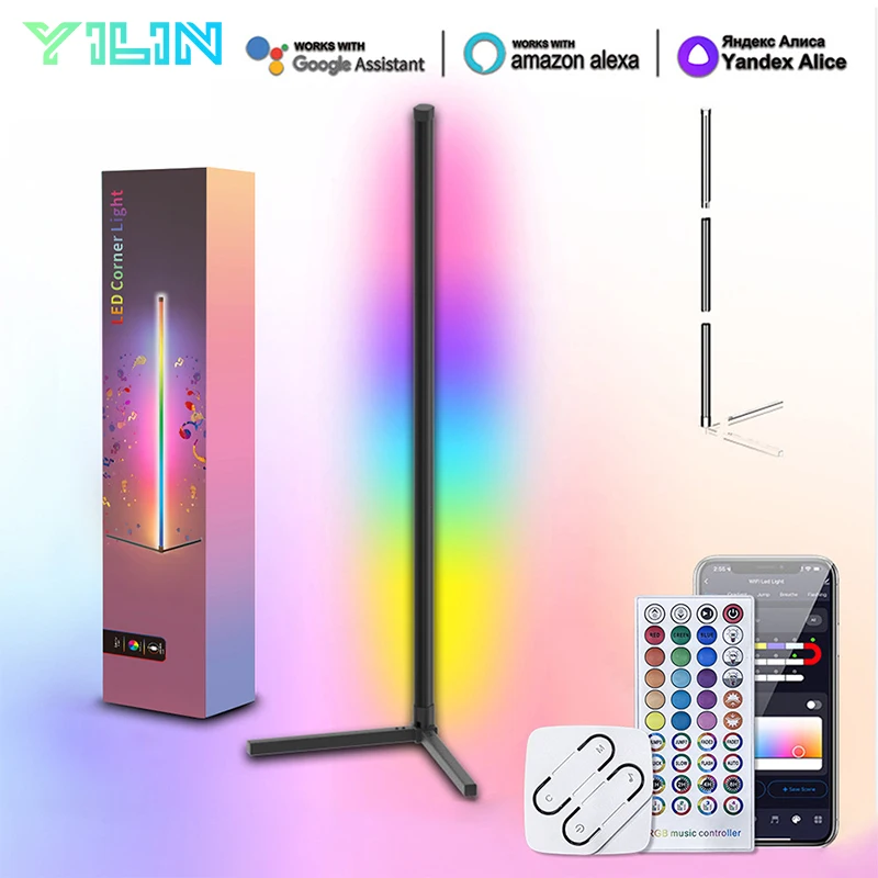 Smart RGBIC LED Floor Lamp Dream Color 59inch APP & Remote Control with Music Sync 16 Million Color Changing Standing Mood Light