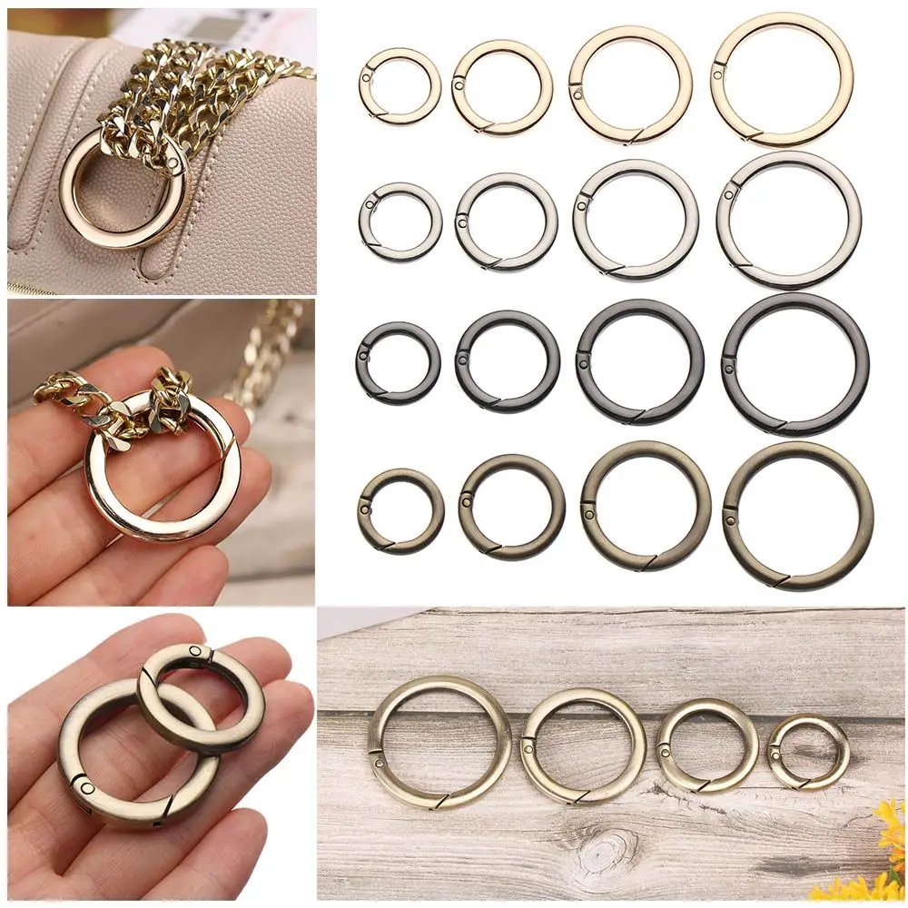 

gold silver Plated Gate Round Push Trigger Carabiner Purses Handbags Snap Clasp Clip Bag Belt Buckle Spring O-Ring Buckles