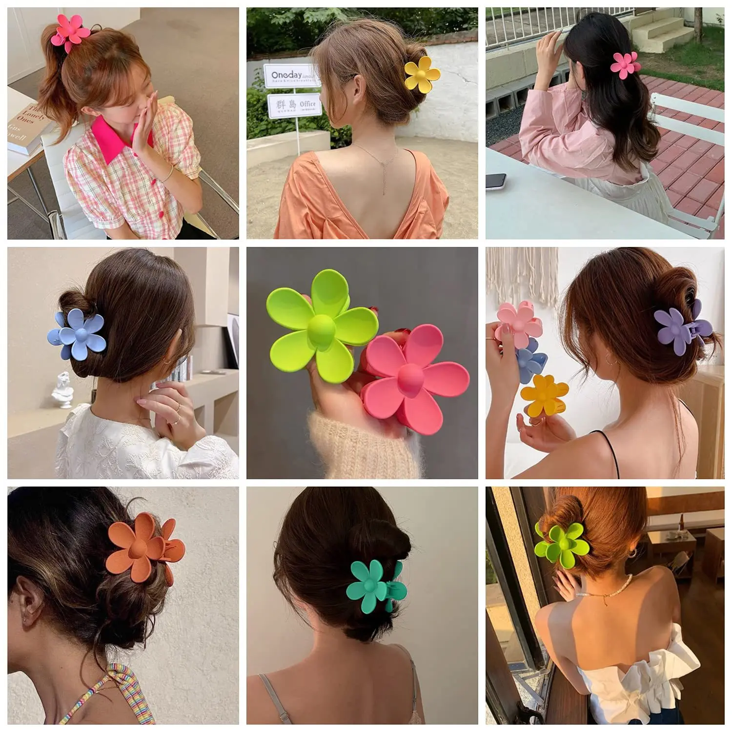 1Pcs 7CM Fashion Sweet Flower Grab Acrylic Hair Clip For Women Hair Claws Crab Clamp Barrettes Hawaiian Headwear Accessories