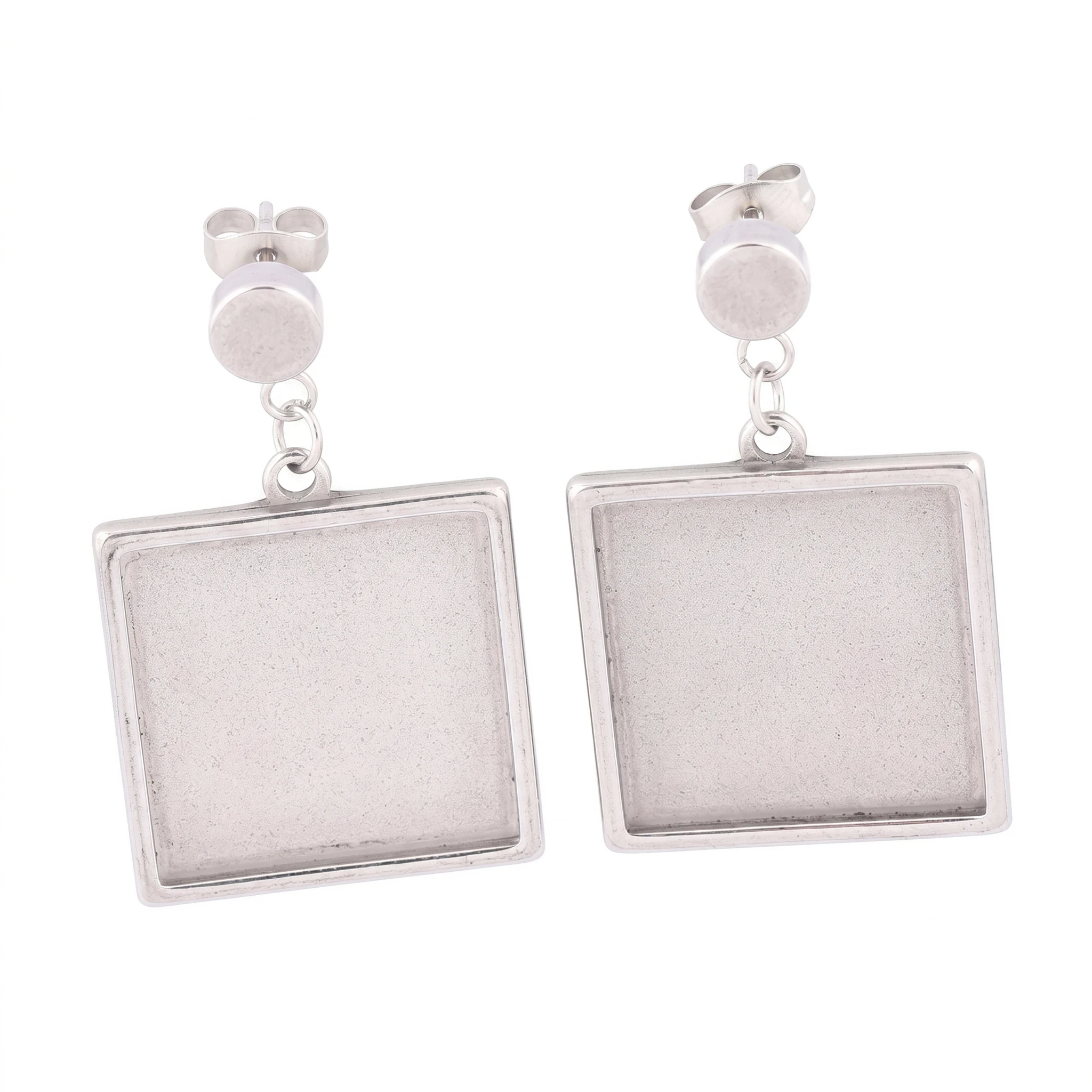 

6pcs Fits 20mm Square Cabochon Earring Bezel Setting Blanks Diy Stainless Steel 316 Post Earrings Findings For Jewelry Making