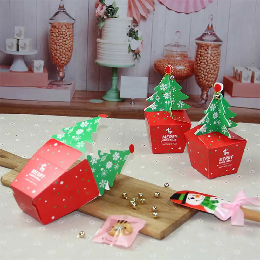 

10pcs Gift Christmas Candy Christmas Box Storage Eco-Friendly Lightweight Holiday Kids Friends Gift Packaging Box