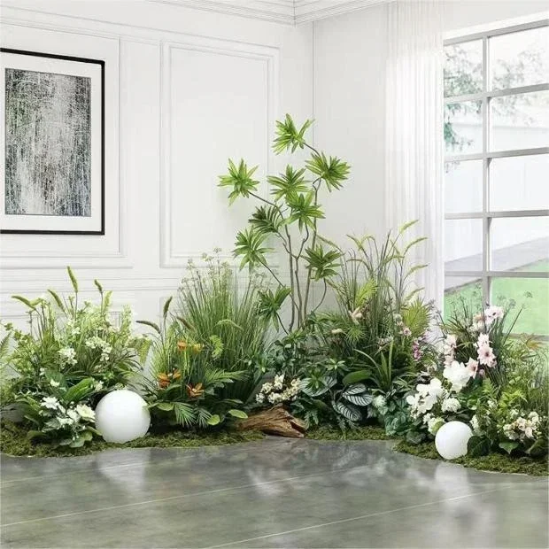 

Simulated green plant landscaping, indoor window decoration scene arrangement, stair landscaping, sales department