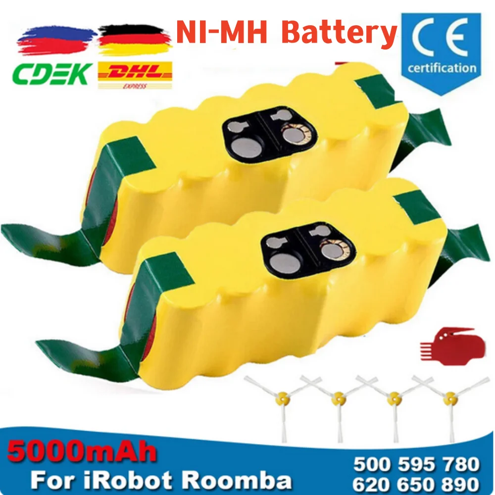 5.0Ah/6.4Ah Battery For iRobot Roomba 500 14.4V Rechargeable Battery For iRobot Roomba Vacuum Cleaner 600 700 800 900 595 620