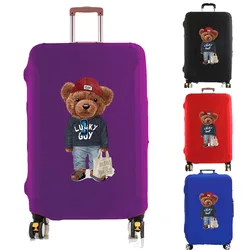 Funda para equipaje, funda protectora para maleta de viaje, fundas antipolvo elásticas, adecuadas para maletas de 18-32 pulgadas, patrón de oso de viaje a la moda