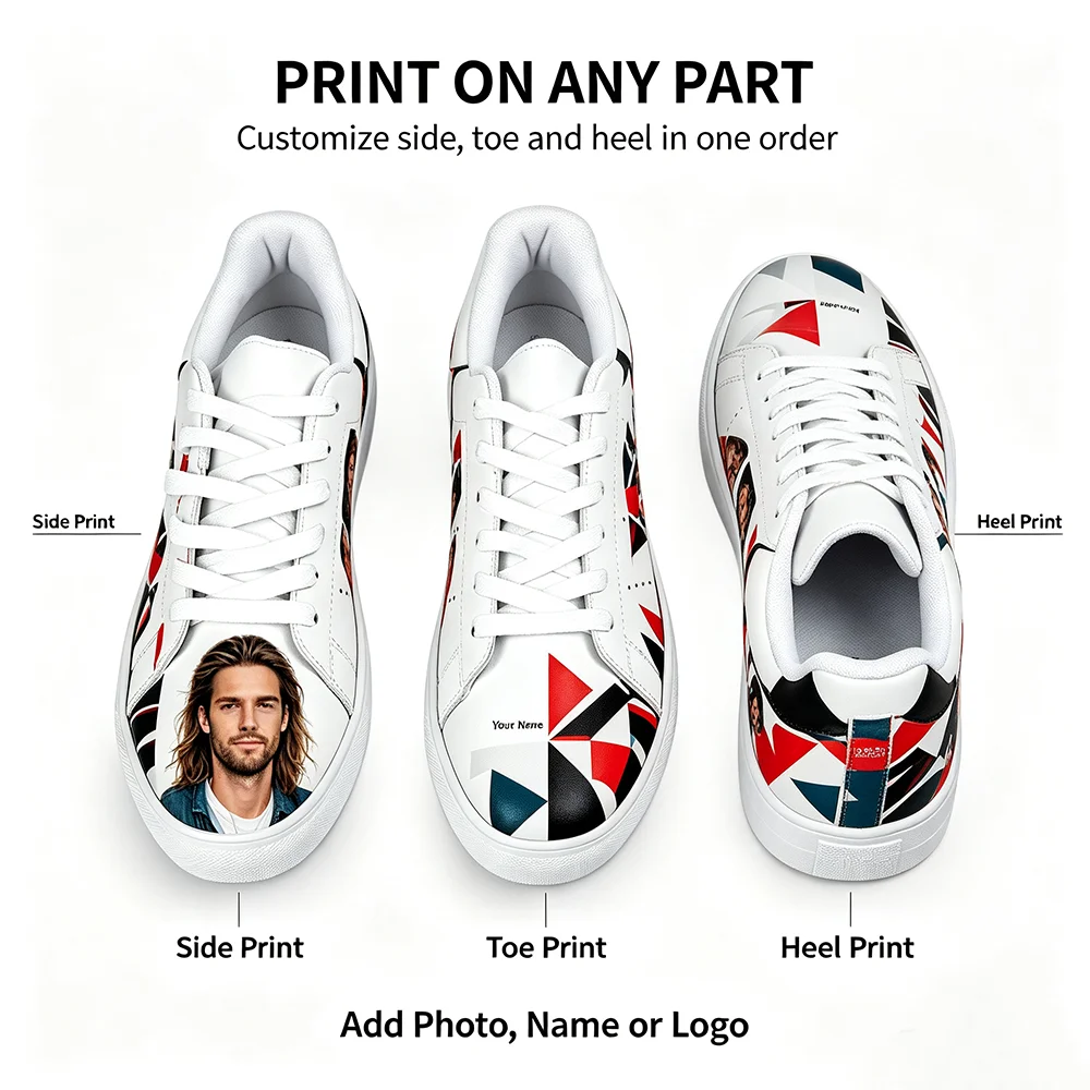 Customized Casual Shoes Add Your Text or Image Custom Printed Sneakers Men Women Fashion Board Shoes Personalized Street Shoes