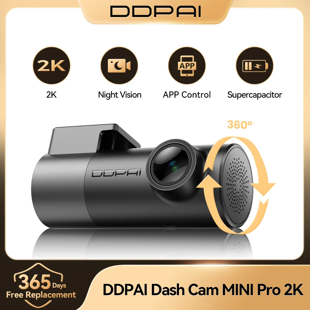 كاميرا DDPAI MINI Pro 1440P Dash WiFi DVR 121 °   FOV للرؤية الليلية التحكم الصوتي الذكي يدعم شاشة ركن السيارة 24 ساعة