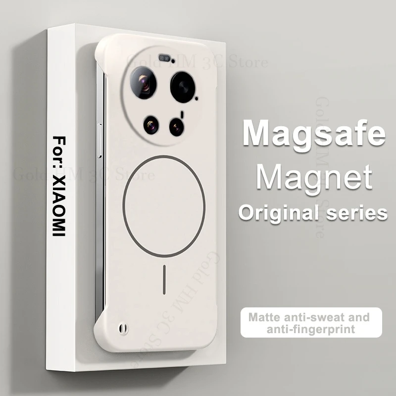 

For Magsafe Magnetic Frameless Case For Xiaomi 17 Ultra 15T Pro Wireless Charger Borderless Cover For Xiaomi 17 Pro Max 14 Ultra