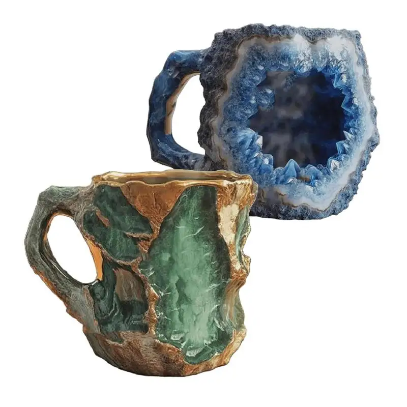 Taza de café con textura de cristal Mineral de imitación, diseño de textura exquisita, taza de agua con textura de ágata, taza de agua fría y caliente para niños y niñas