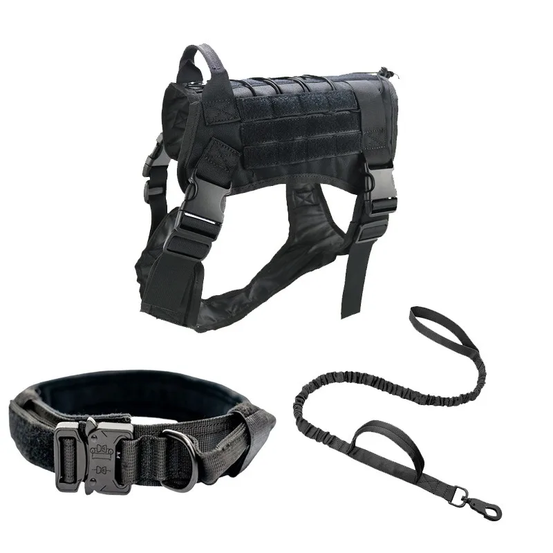 

Medium and large dog tactical vest nylon collar leash set large dog outdoor training vest