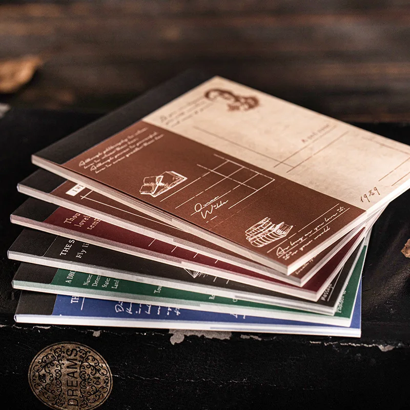 1pack/3pack Vintage Literary Series Notebook Journals 6 Designs Text Collage Scrapbook Decor Bound Notepads