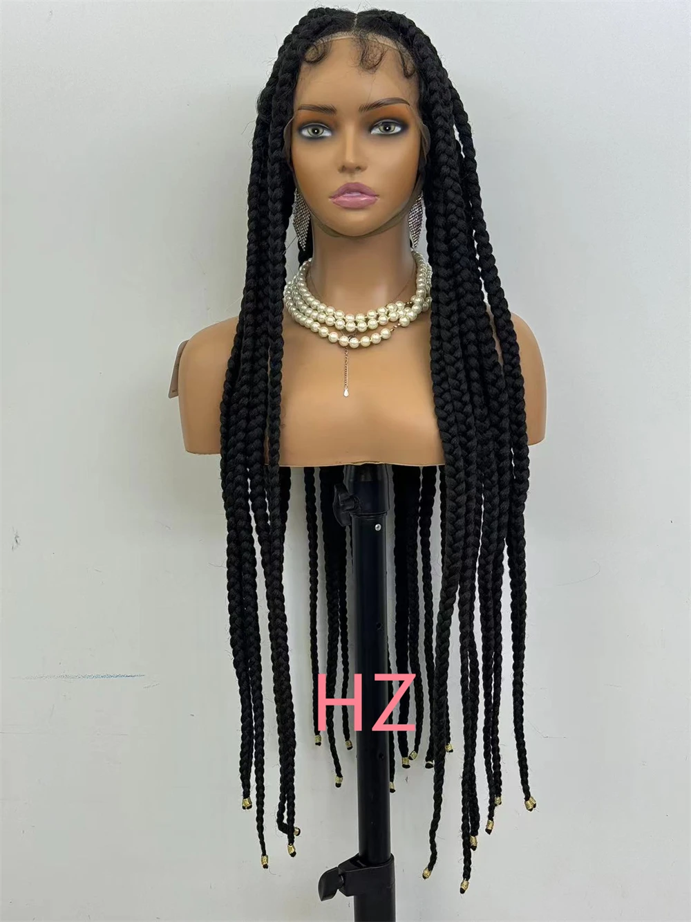 HZ Синтетические полные кружевные плетеные парики без узлов, твист-косички, парики для чернокожих женщин, прямой кружевной передний плетеный парик с