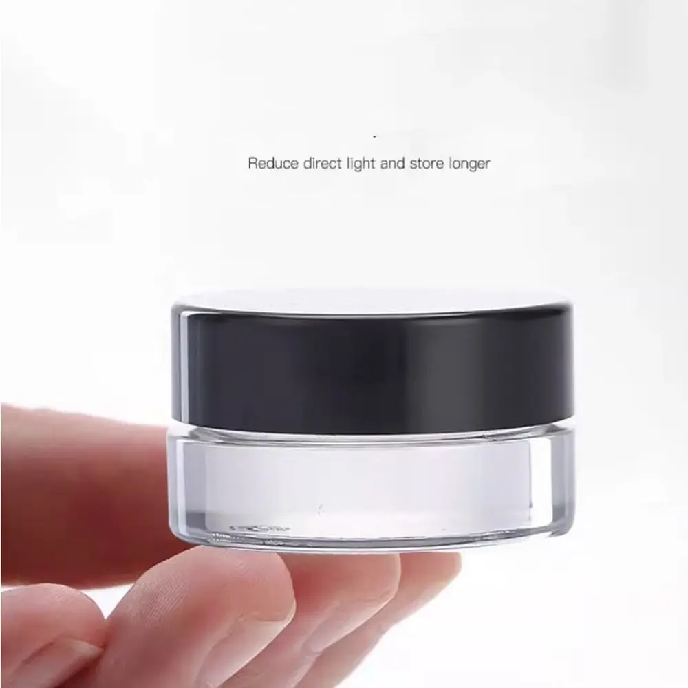 Cream Jar 3g 5g Transparent Mini Glass Cream Bottle Cosmetic Clear Sample DIY Lip Mask Travel Filled Container with Black Lid