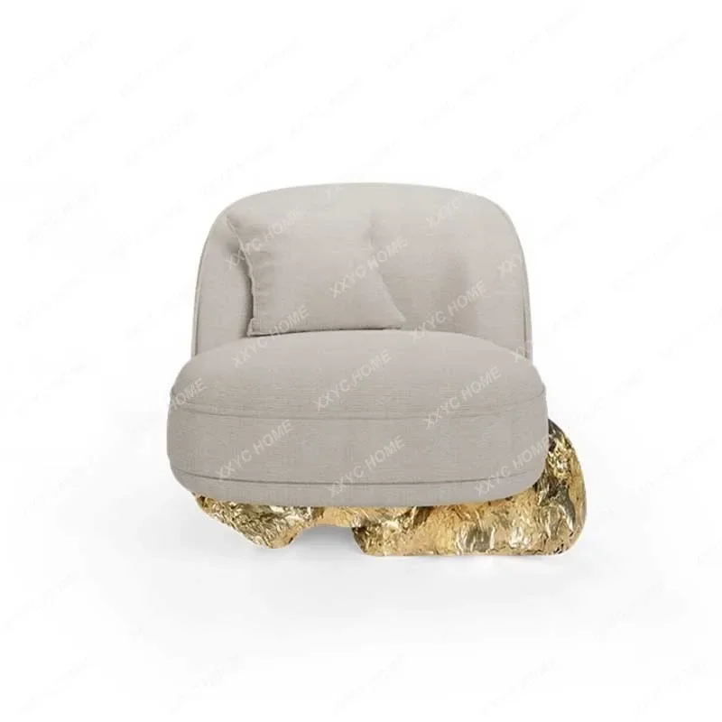 Y Light luxury fabric sofa chair art villa living room special-shaped pure copper luxury high-end sofa