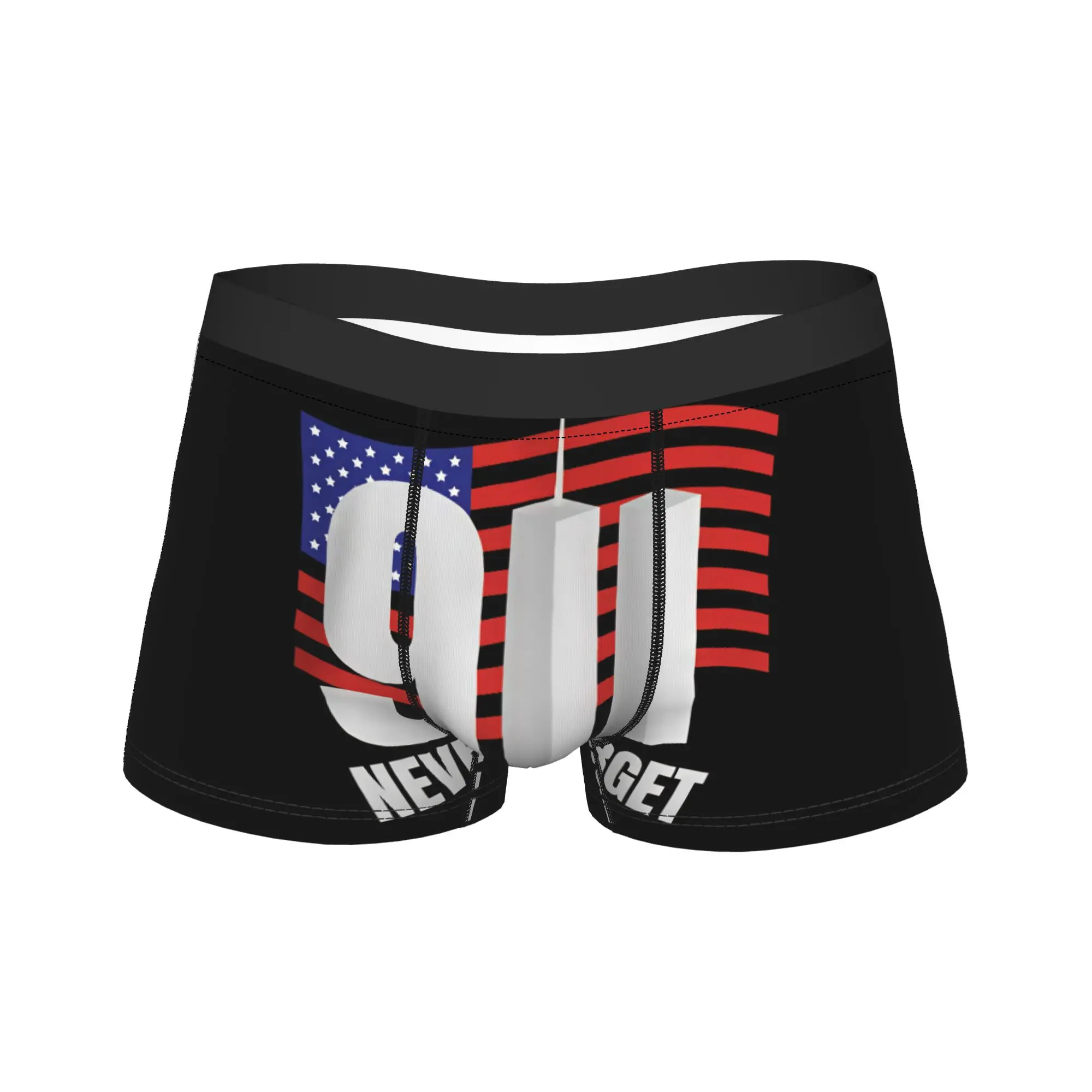 Bold Twin Towers Flag 911 Never Forget Underwear  Men Panties Custom DIY Funny Boxershorts Trenky Boxer Brief Large Size