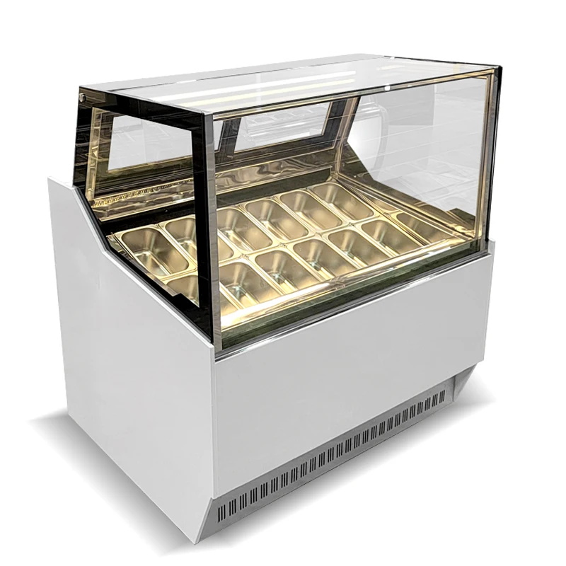 with 12 Trays High Quality Stainless Steel Ice Cream Cake Chiller Ice Cream Display Cake Showcase